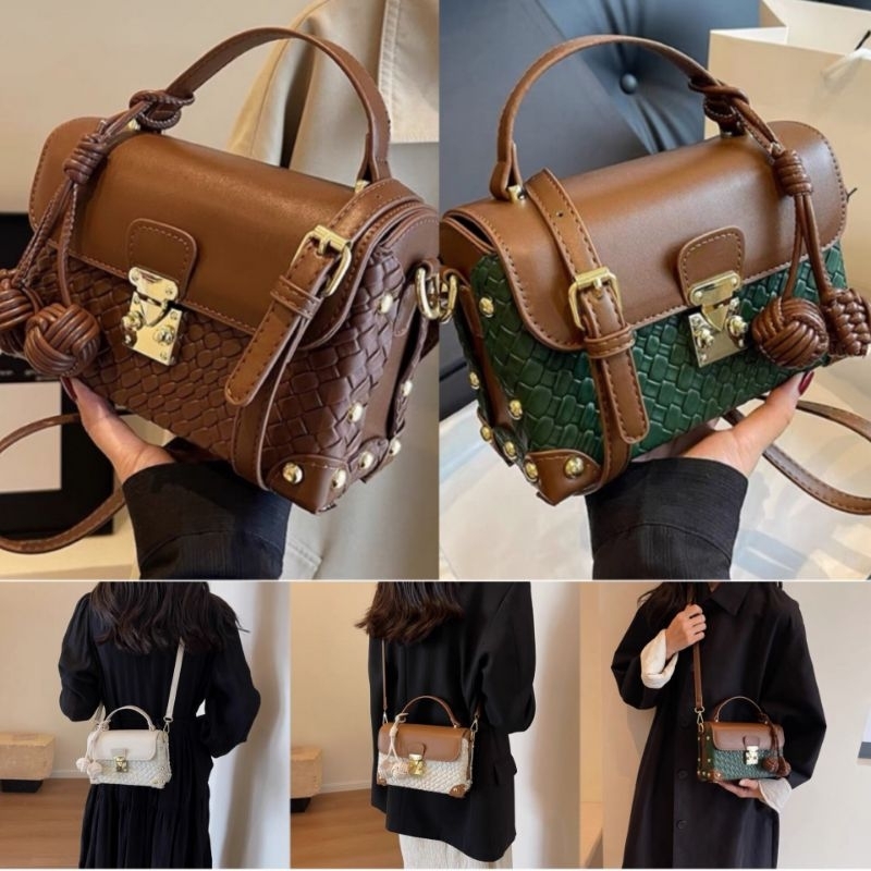 Tas Selempang Motof Anyaman Premium Import