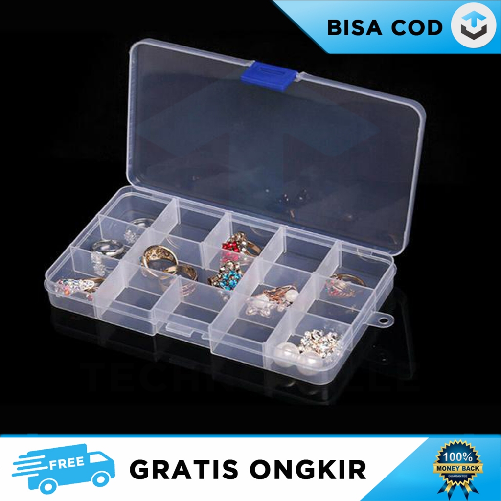 JEWELRY BOX KOTAK PENYIMPANAN PERHIASAN CONTAINER PLASTIK TRANSPARAN