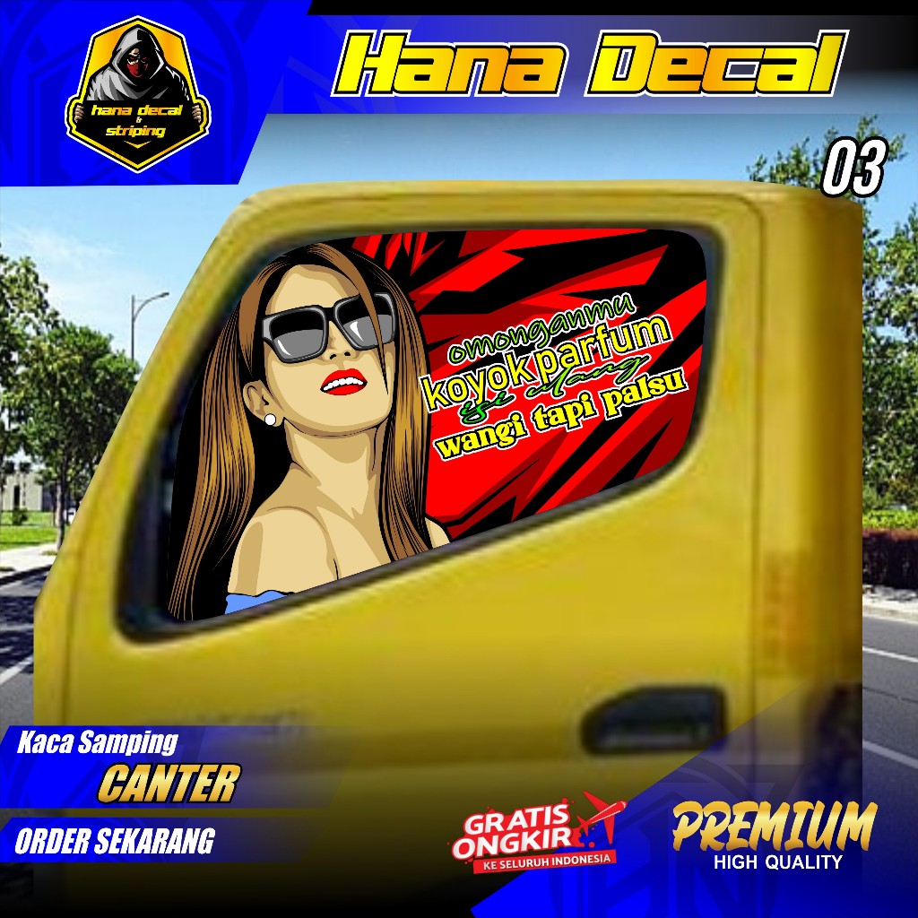 stiker kaca samping one way canter HN 0304