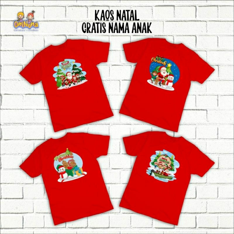 kaos anak natal baju natal laki lali perempuan 1-12 tahun katun combed 30s
