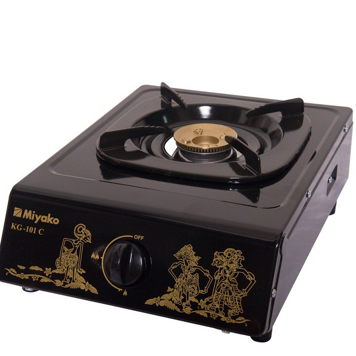 KOMPOR GAS 1 TUNGKU / 2 TUNGKU MIYAKO -101C / 302C BODY HITAM BURNER KUNINGAN GARANSI KUALITAS SNI