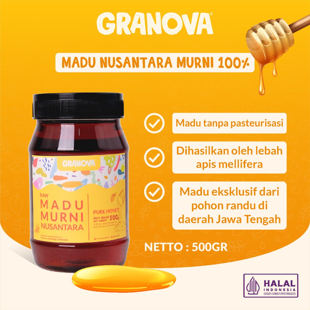 

Granova - Madu Murni Nusantara 500gr (Premium, Madu Asli 100%, Sehat, Natural)