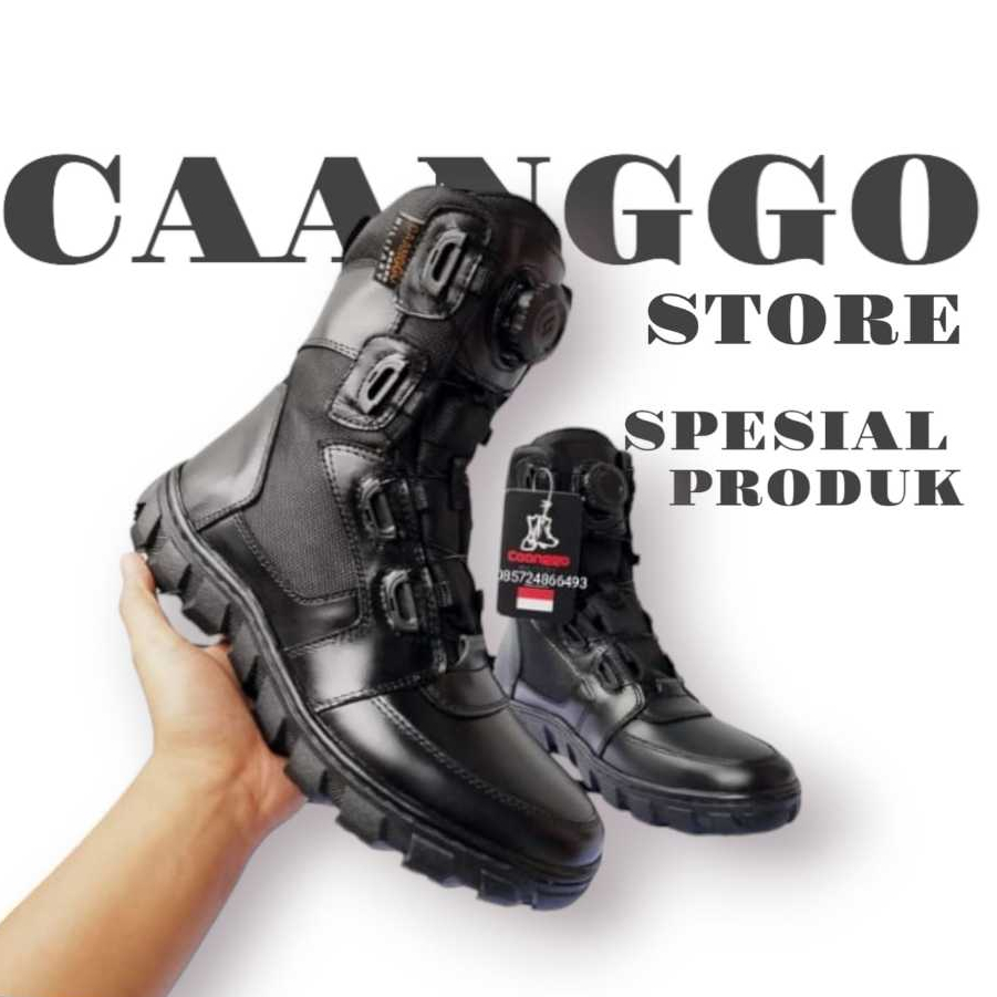 CAANGGO - SEPATU PDL TALI PUTAR TERBARU HITAM ORIGINAL