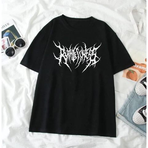 Kaos Distro Pria Wanita Motif Tulisan METAL Keren | Baju Kaos Distro Cowok Warna Hitam Premium Kain 