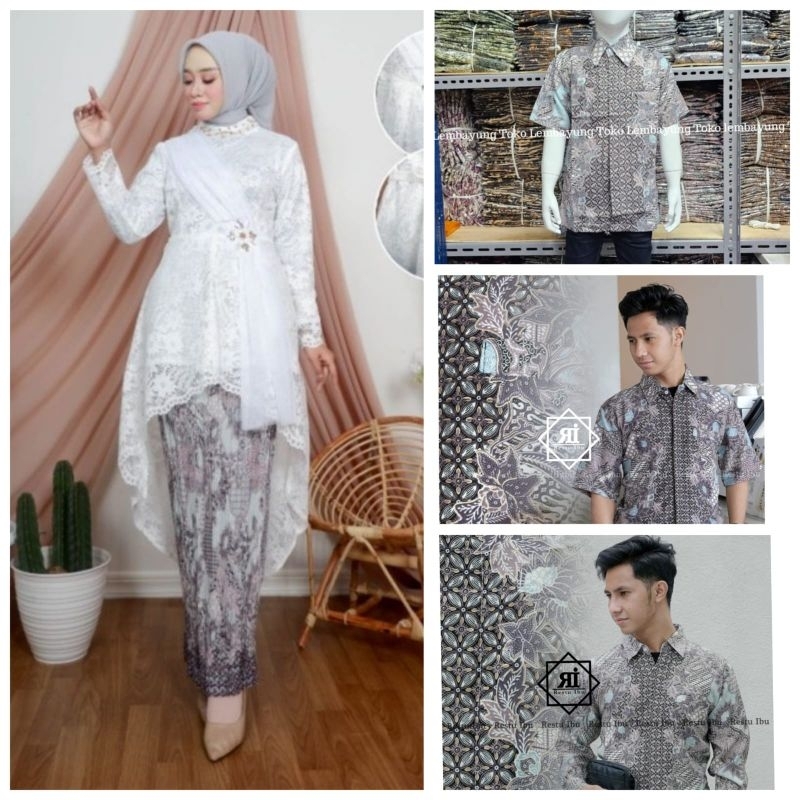 COUPLE KEBAYA SELENDANG LESTI HIJAB/SETELAN KEBAYA LESTI MODERN/KEBAYA WISUDA
