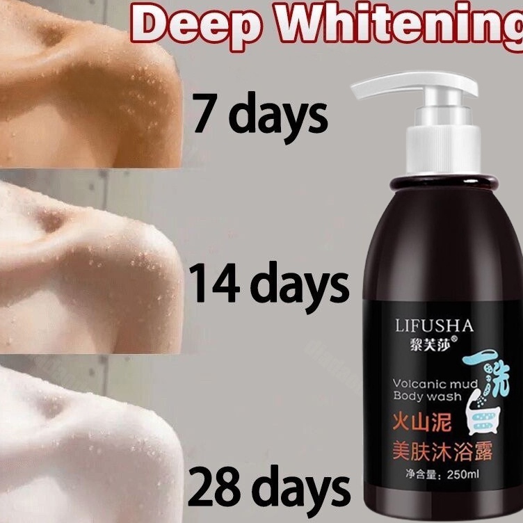 LIFUSHA Sabun Pemutih Badan Lumpur Vulkanik 250ml Whitening Body Wash Volcanic Mud