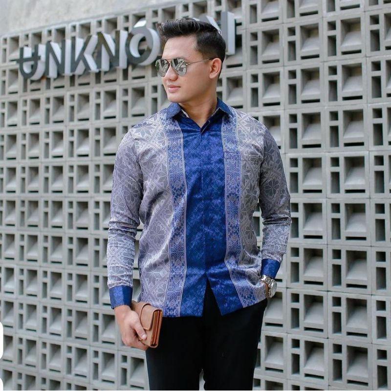 Kemeja Songket Pria Kemeja Tenun Pria Songket Palembang Tenun Baron 1 Warna Baju Batik Kondangan 002