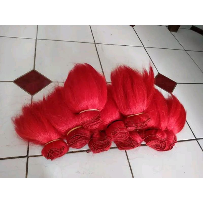 rambut sintetis warna merah cabe