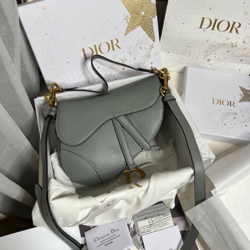 nego preloved rec 2022 christian dior Saddle bag with strap grained calfskin authentic