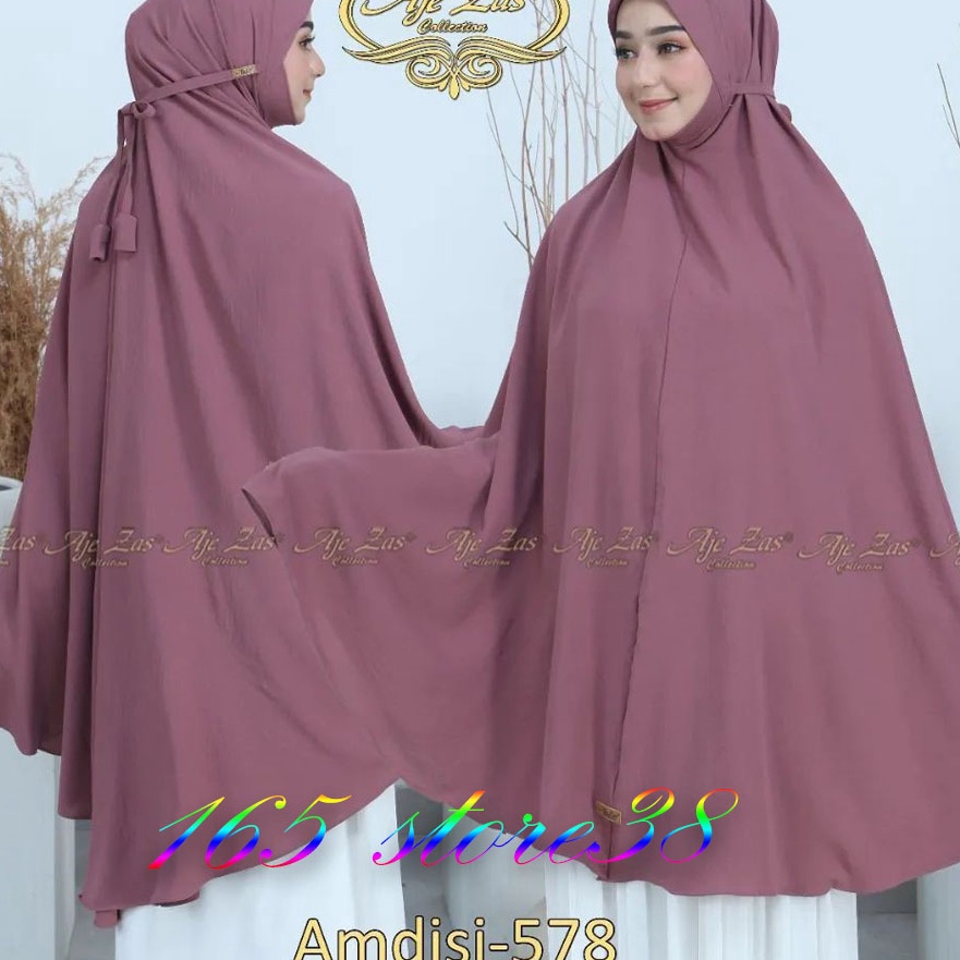 Baru Hijab/Jilbab/Khimar Amdisi by Aje Zas Bergo Crinkle Jumbo Syari Soft Pad Tali Model Panjang Sam