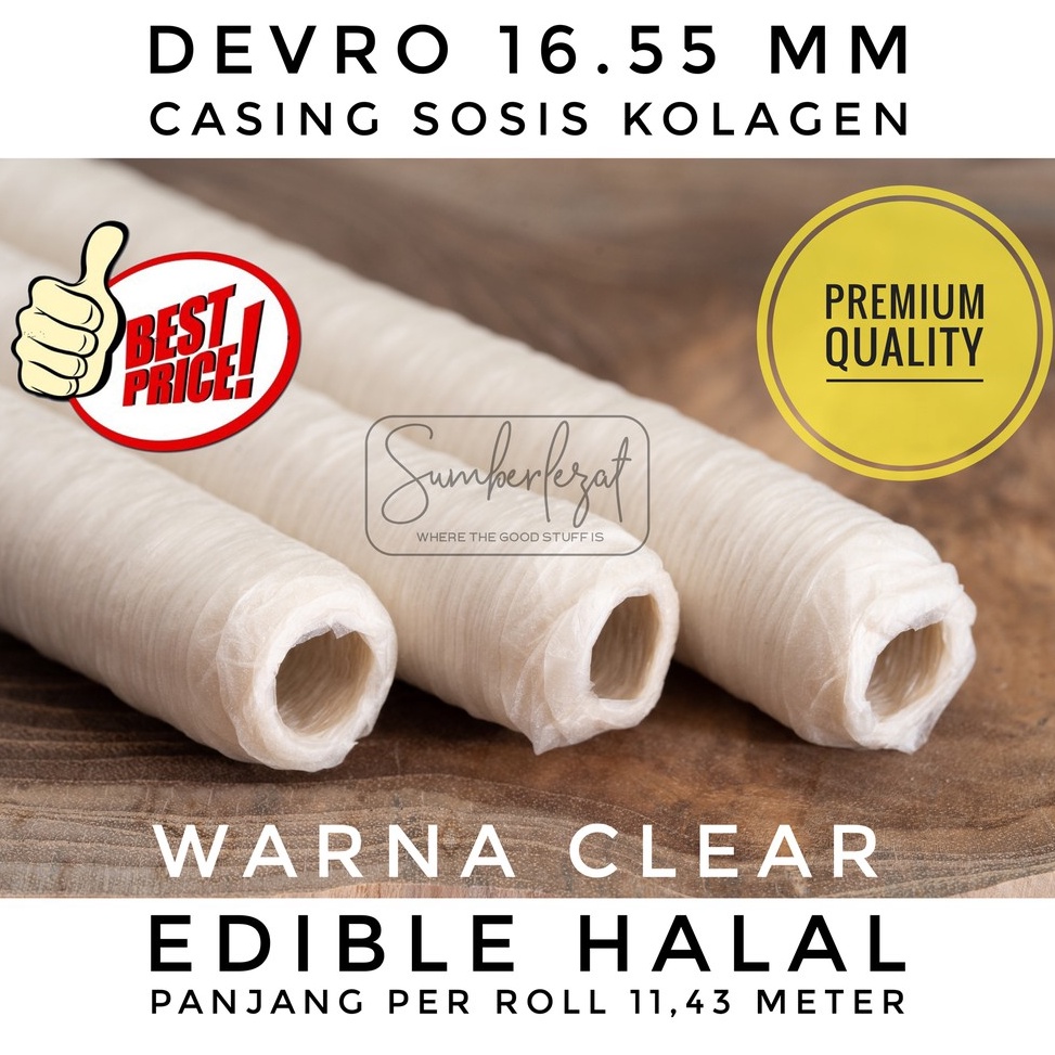

☄️NEW✨ 16.55 mm CLEAR - Casing Selongsong Sosis Kolagen Collagen Edible Halal