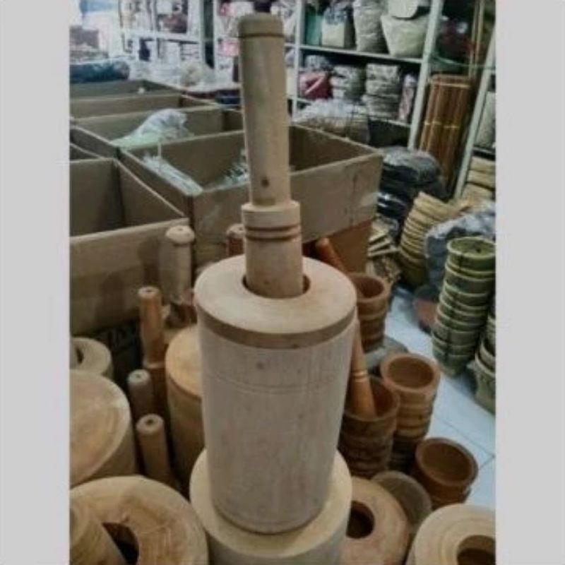 Lumpang kayu + tutup || tumbukan rujak ||tumbukan kopi + jamu