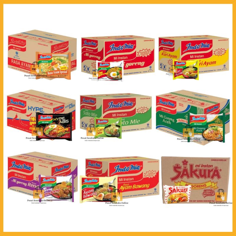 

INDOMIE All Varian Dan Sakura Goreng (1 Dus / 40 Bungkus) Mie Instan Goreng Dan Kuah