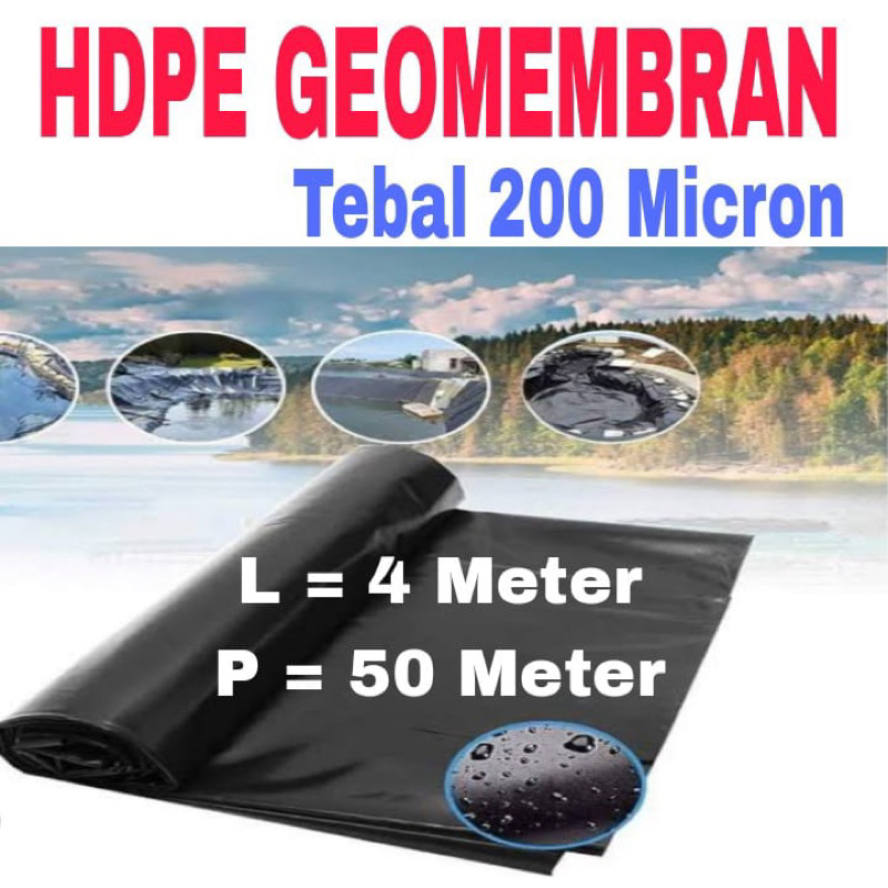 Terpal Tambak Hdpe Geomembran 4x50 Meter Tebal 200 Micron