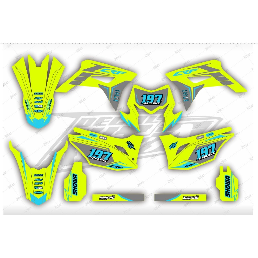 Decal CRF 150 L Stiker Crf 150 L Dekal Sticker Striping CRF 150 L Biru tosca hitam