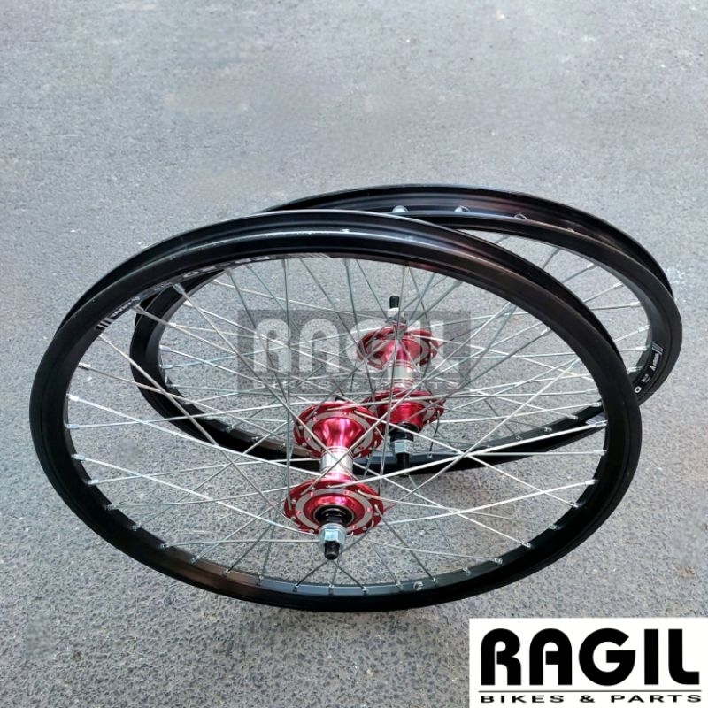 WHEELSET SEPEDA 20 INCH ARAYA FB20 VELG RIM RIMS HUB FREEHUB JARI JARI RODA JADI DEPAN BELAKANG SEPA