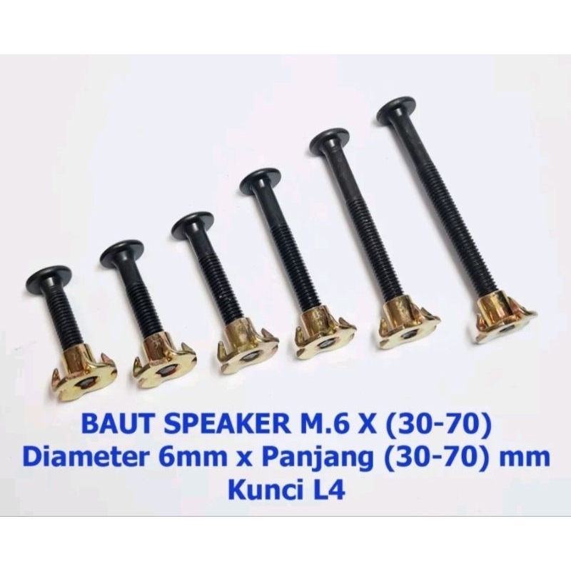10 pcs baut mur speaker set mur baut JCBC cakar bok speaker  panjang 3cm 4 cm 5 cm 6 cm 7 cm baut+mu