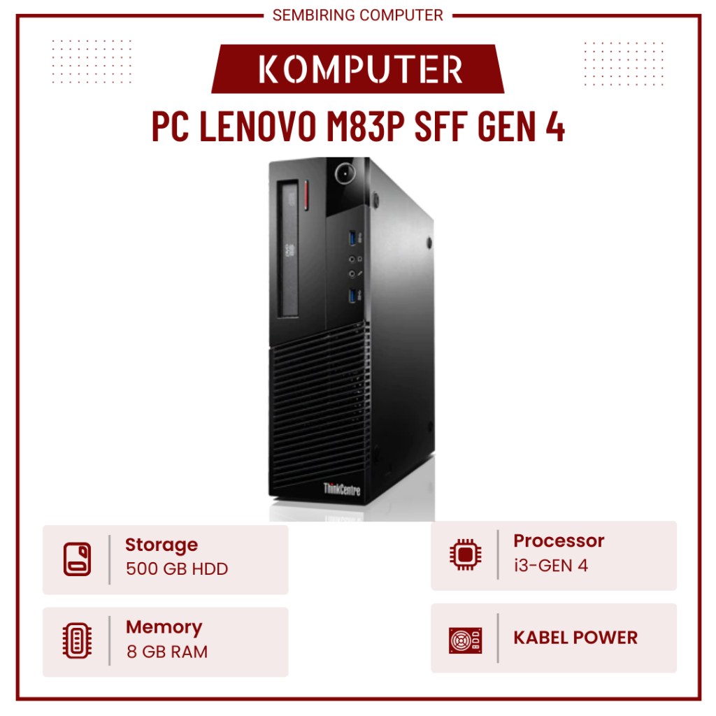 pc dekatop lenovo GEN 4 core i3 gen 4 ram 8 hdd 500gb
