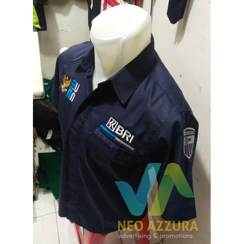 Kemeja seragam kerja BUMN  BANK BRI pria/wanita lengan pendek | polos & formal