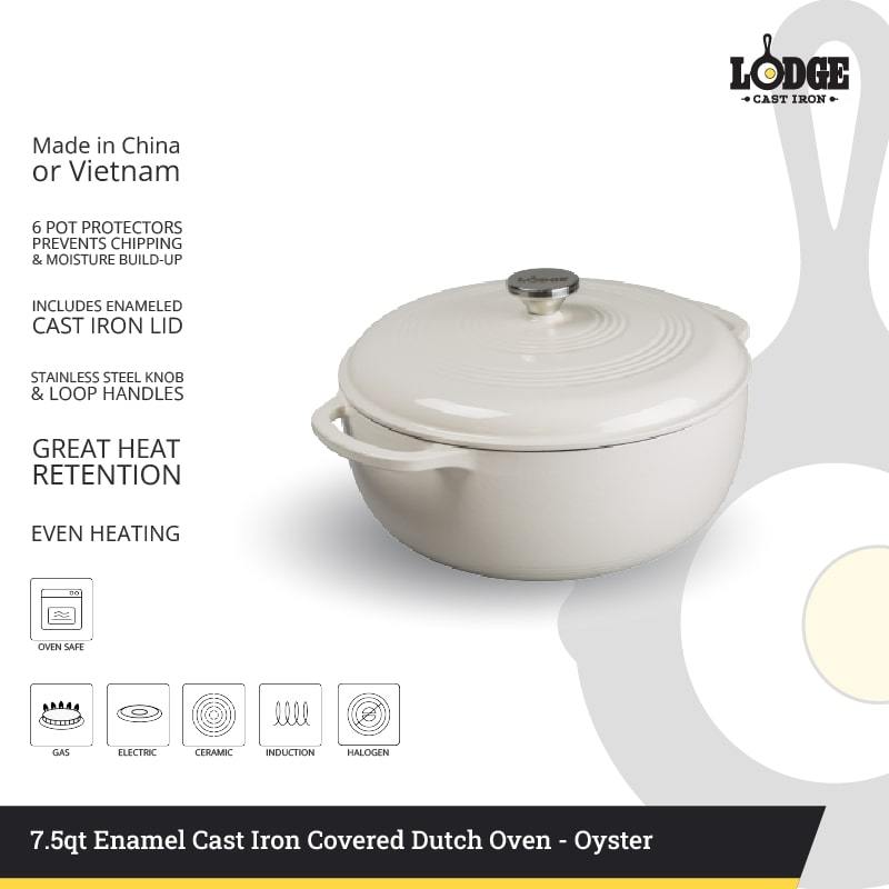 Lodge 7.5 Quart Oyster Enameled Cast Iron Dutch Oven - EC7D13