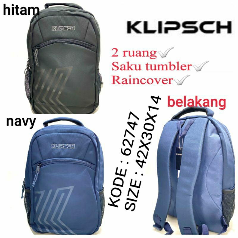 Tas Sekolah Remaja Ransel Original Klipsch 62747 Warna Navy/Hitam | Ransel Remaja Klipsch Ori Terbar
