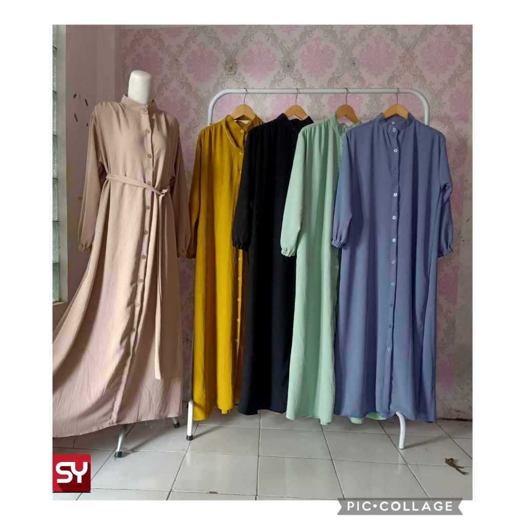 Gamis Loca Dress Full Kancing crinkle