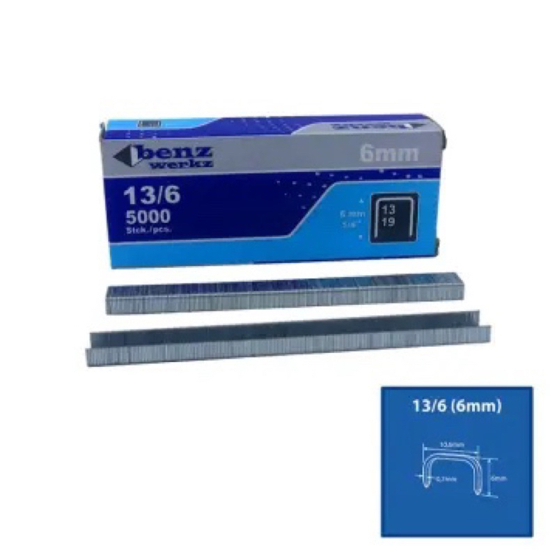 

isi Staples Manual / Staples Tembak Guntacker Merek BENZ WERKZ / RAPID RAPIDE Original Uk. 13/6 mm (6mm) / 13/8mm (8mm) - untuk Pengerjaan Jok