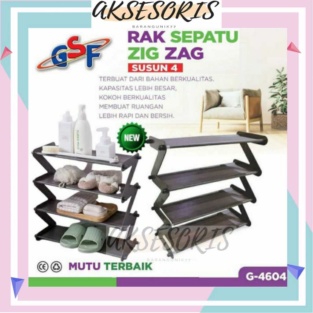 RAK SEPATU GSF G-4604 / RAK SEPATU ZIG ZAG SUSUN 4 GSF 4604 / RAK TEMPAT SEPATU SANDAL SENDAL SUSUN 
