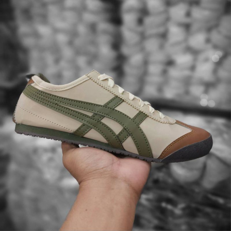 [Bisa Cod] Sepatu Onit Tiger Tali Bahan Sintetis Bg Green Premium Grade Original