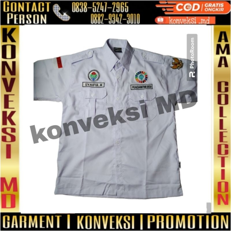 kemeja pdh pendamping desa full bordir/seragam pdh pendamping desa lengan pendek full bordir