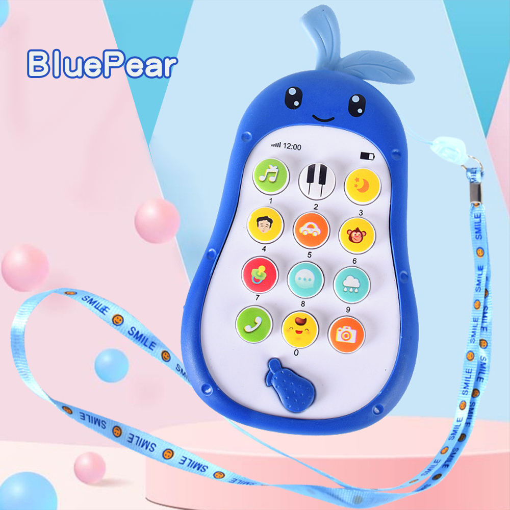 BEVAVAR Mainan Edukasi Ponsel Bayi Mainan Musik Bayi Telepon Handphone Anak-BluePear