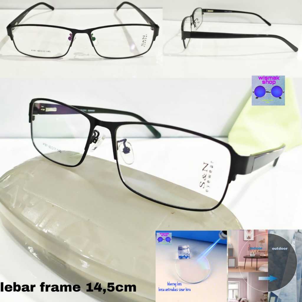 kacamata photocromic bluecromic frame lebar big size 14,5 cm sn premium