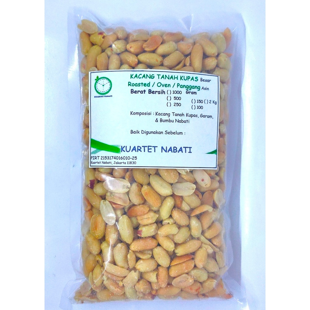 

1000gr Roasted Kacang Tanah Kupas - Rasa ASIN - Kacang Bali - Ukuran Besar 25/29 - Vegan - Panggang - Oven - Matang by KN