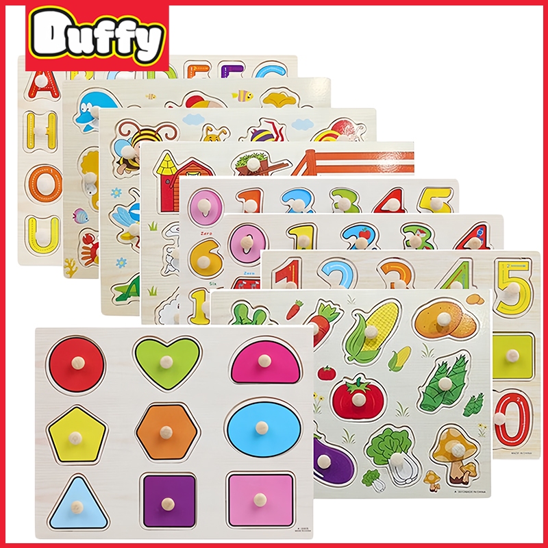 Duffy toys Puzzle Kayu Mainan Edukasi Pelat Penyandingan Geometri Mainan Edukasi Anak 1 Tahun Laki L