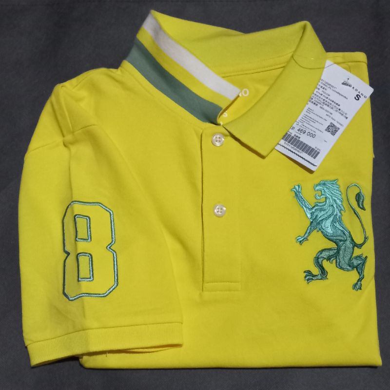 ( NO COD )  baju kaos kerah pria 3D lion polo giordano original