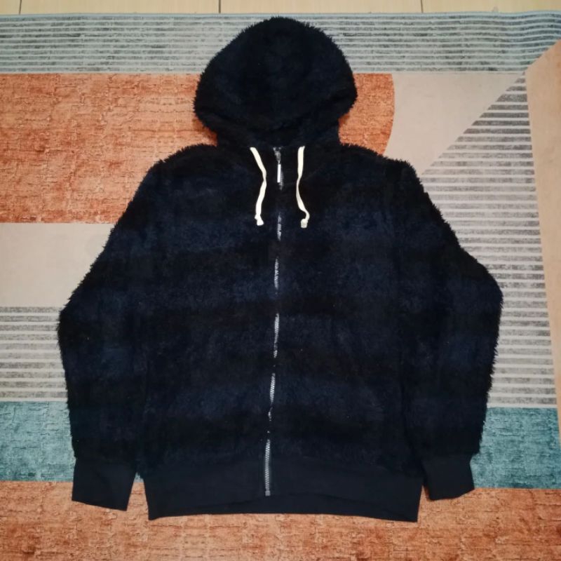 SHERPA JACKET STRIPE BLACK BLUE