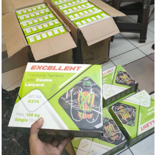 BODY HARNESS EXCELLENT DOUBLE HOOK Hijau Original/ Safety Harness Double Hook / Full Body Harness Pr