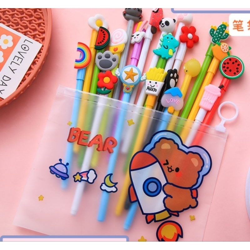 

Pena Set 20 pcs Motif Berkarakter (Free pouch)