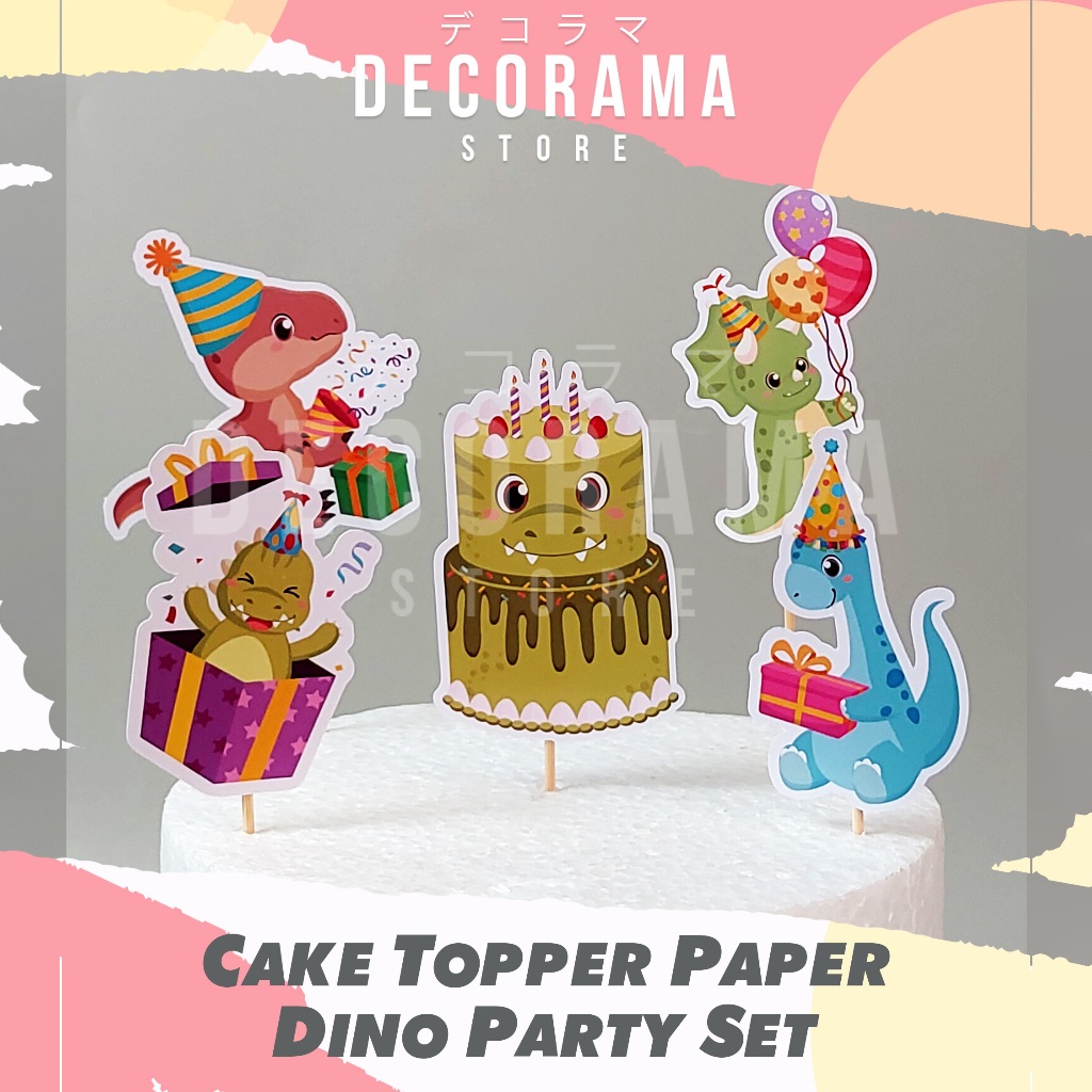 Cake Topper Dino Party Set DEKORASI KUE ULTAH ANAK MURAH