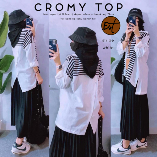 Estusae: Cromy Top / Atasan Linen / Blouse Oversize/Blus Linen Jumbo