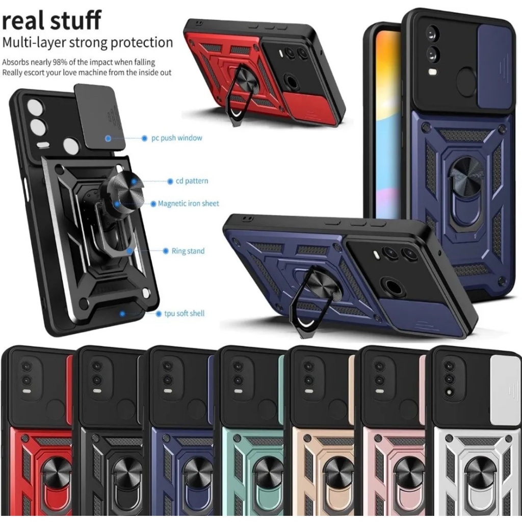 2024 Case BARU STAND/ RING/ Holder / SLIDE LENS NOKIA C21+ Hardcase Protecth CAMERA TPU Silikon/Prot