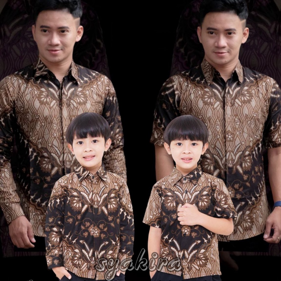 ✢SALE✢ Kemeja Batik Anak Laki-Laki Lengan Panjang Couple Batik Ayah dan Anak Laki Laki Motif keris c