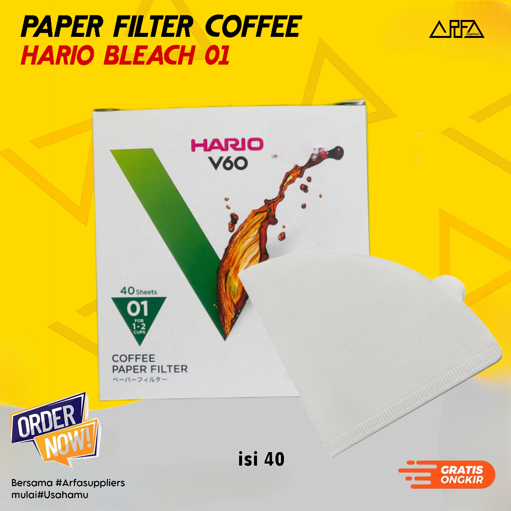 Paper Filter Hario V60 01 isi 40 - Kertas Kopi