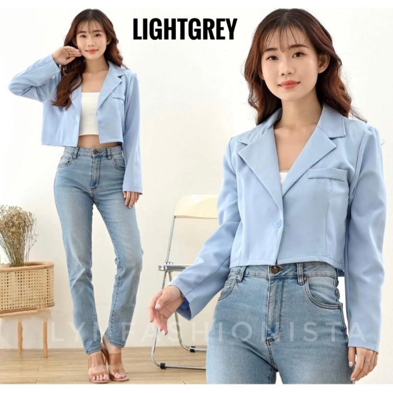 LYNFASHIONISTA-KOREAN STYLE BLAZER/BLAZER CROP/BLAZER BASIC/OUTER WANITA/BLAZER PUTIH/A18