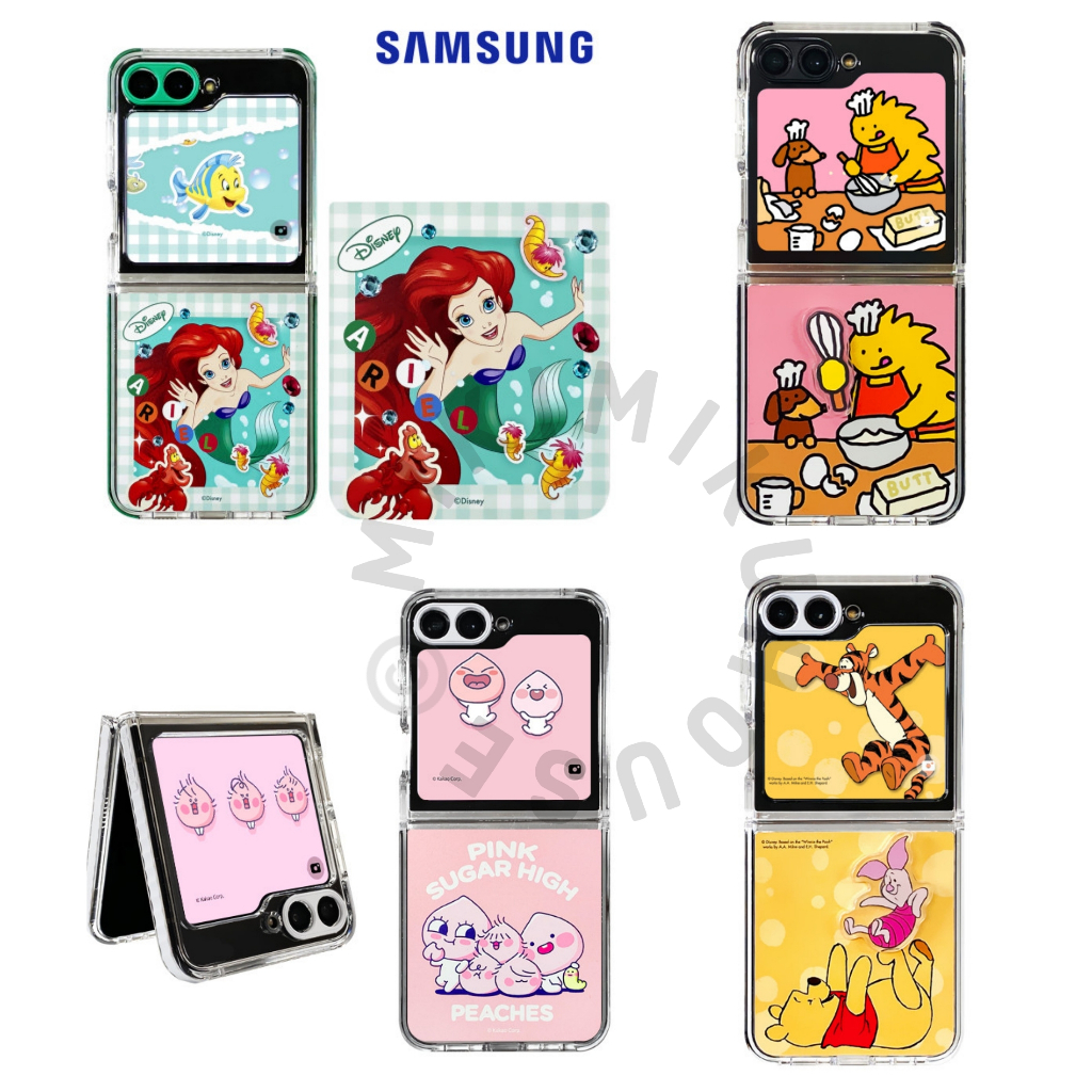 NEW KOREA DISNEY ARIEL APEACH POOH OFFICIAL SAMSUNG SUIT CASE CARD JOGUMAN GAMBAR CASING ZFLIP5 FLIP