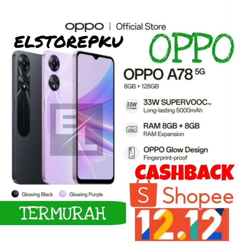 OPPO A79 5G 8/256 + A78 5G 8/128. Garansi Resmi. Extended RAM 16GB (8GB+8GB) 8GB 128GB 256GB