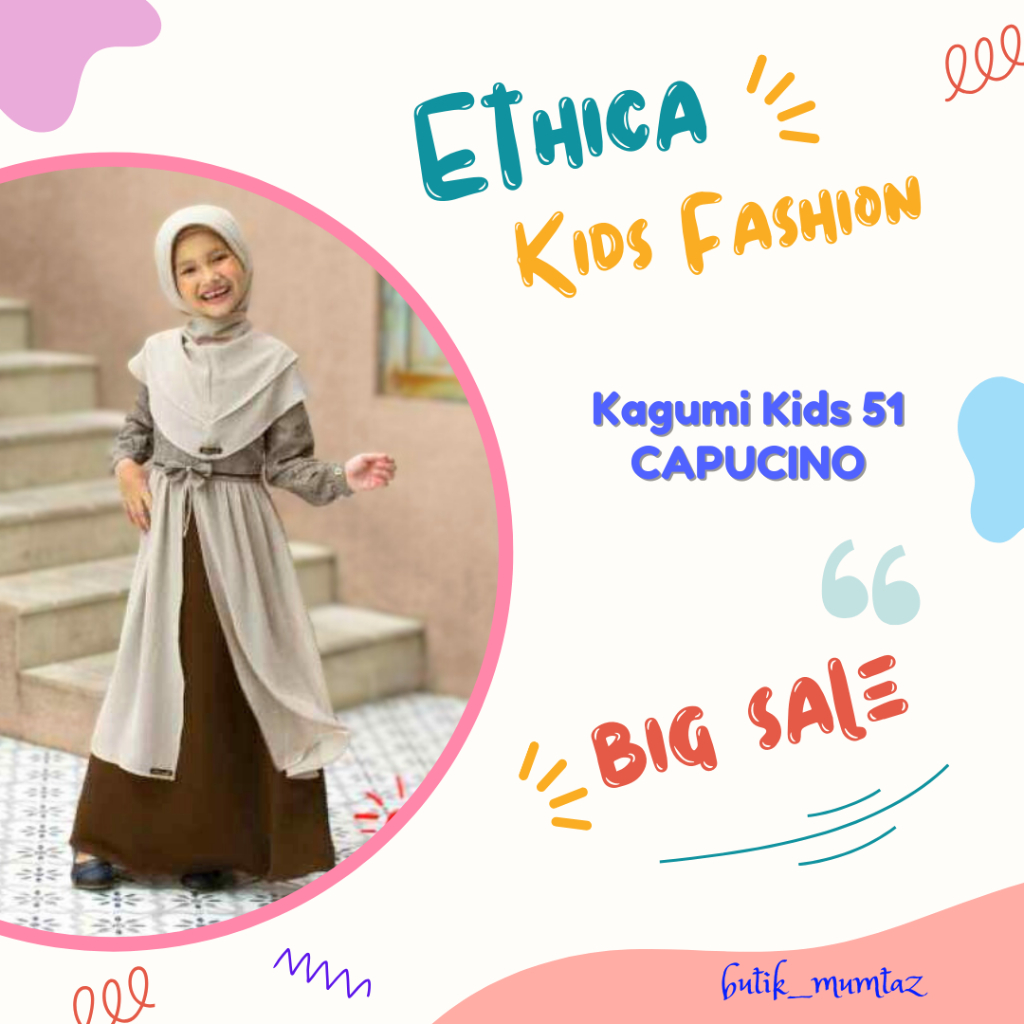Kagumi kids 51 Cappucino/Gamis Anak Perempuan/Gamis Pesta Anak/Gamis Anak Ethica