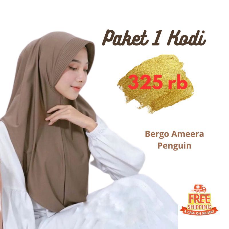 Paket Usaha 1 Kodi Bergo Ameera L Instan Penguin Jersey