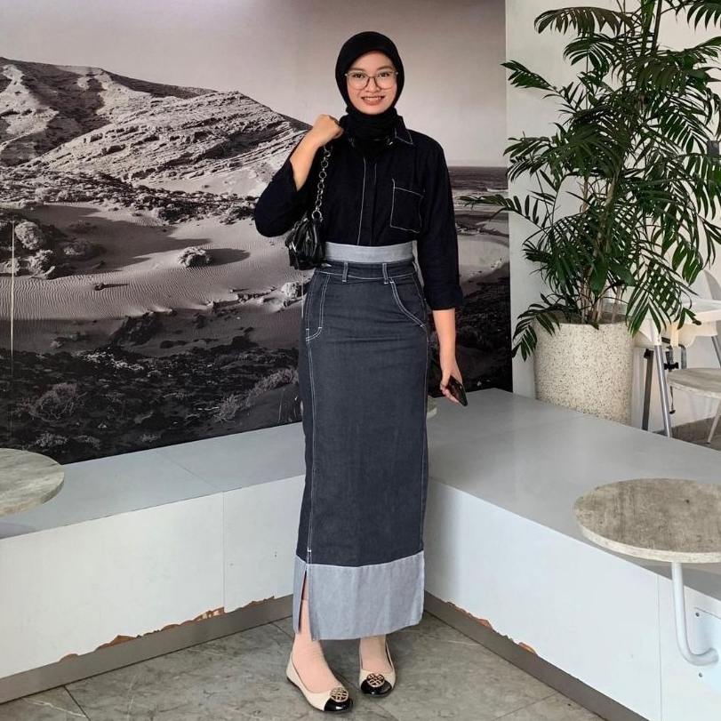 ERZA SKIRT JEANS / ROK JEANS HIGHWAIST WANITA / LEA STORE