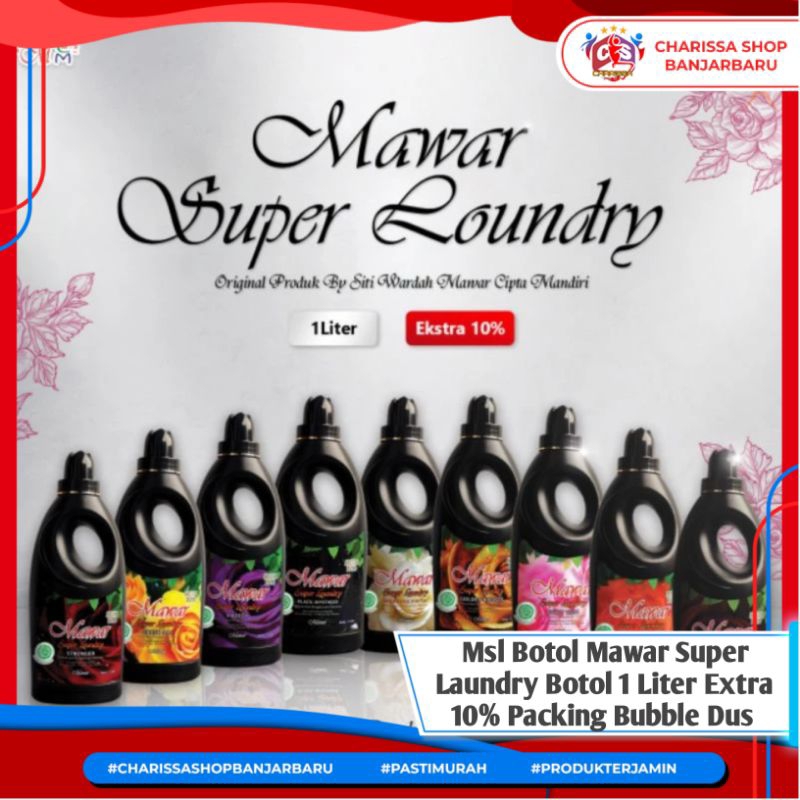 Mawar Parfum Laundry Super Botol 1L / Msl Botol Mawar Super Laundry Botol 1 Liter Extra 10% Packing 